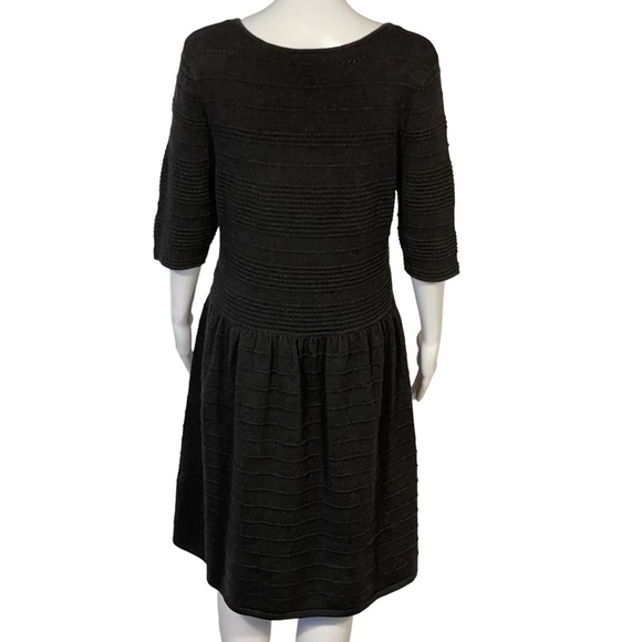 Vince Camuto Dark Grey Ribbed Pointelle 3/4 Sleeve Stretch Sweater Dress Sz L - Picture 5 of 10